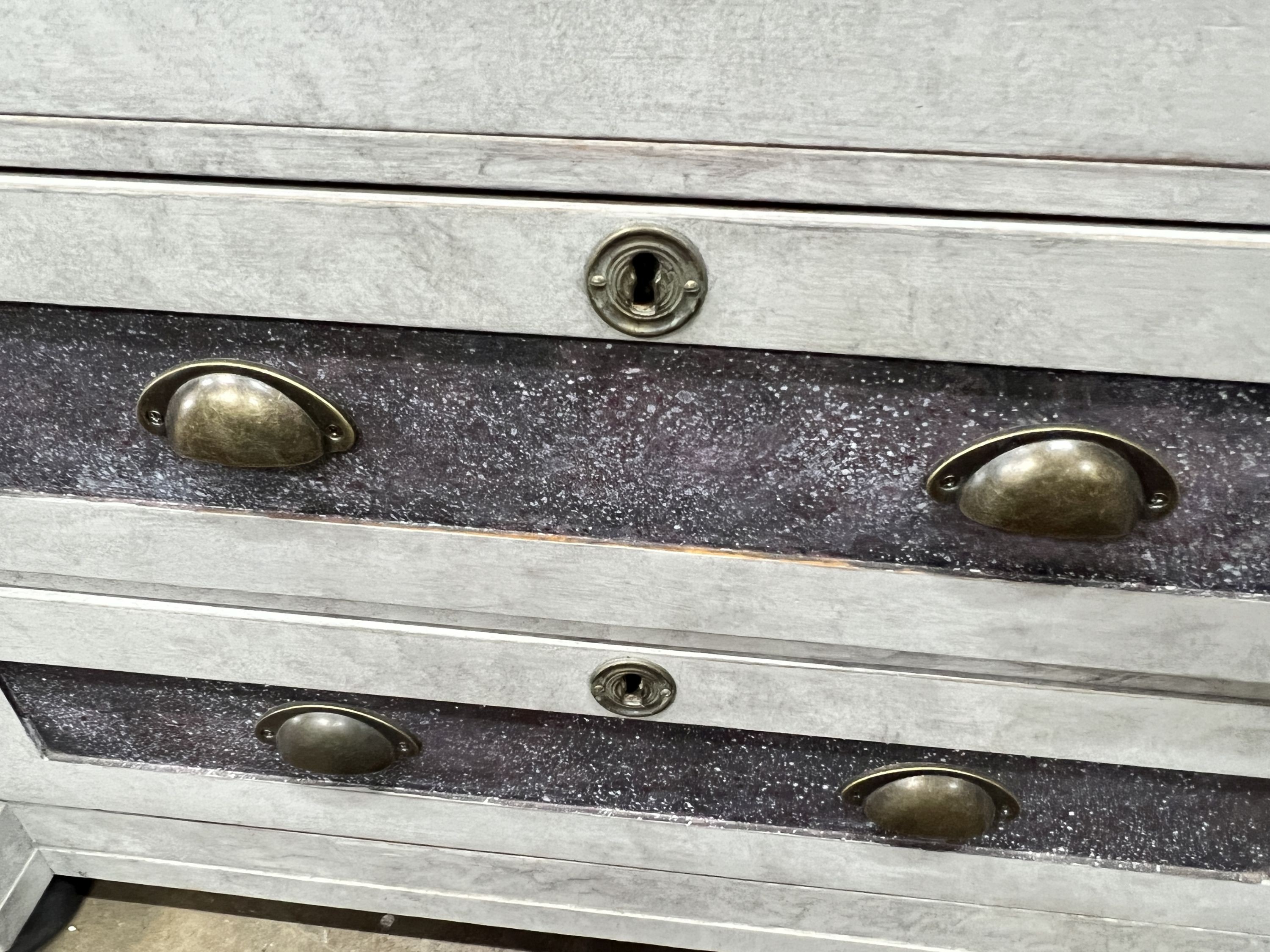 A reproduction painted faux marble commode, width 87cm, depth 48cm, height 87cm